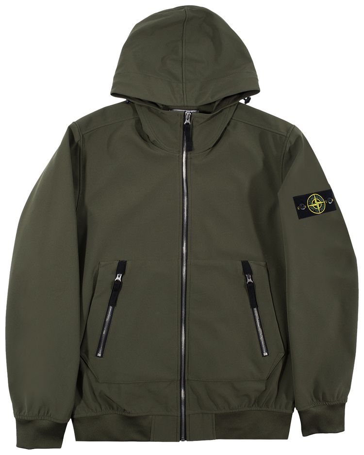 Stone Island Soft Shell R Hooded Jacket Olive