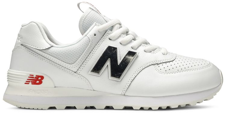 New Balance 574 Metallic   White Neo Flame