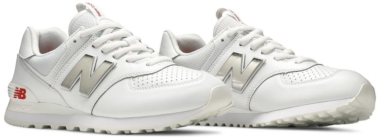 New Balance 574 Metallic   White Neo Flame