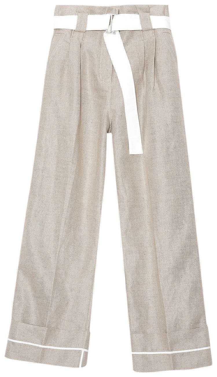 GANNI Linen High Waisted Pants Nature