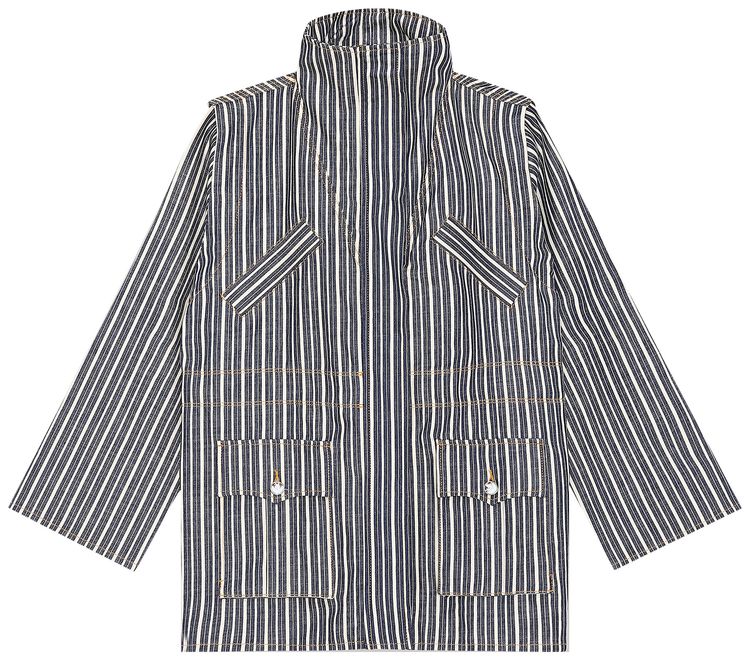 GANNI Mixed Stripe Denim Jacket Indigo