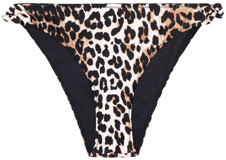GANNI Recycled Printed Twisted Bikini Briefs Leopard