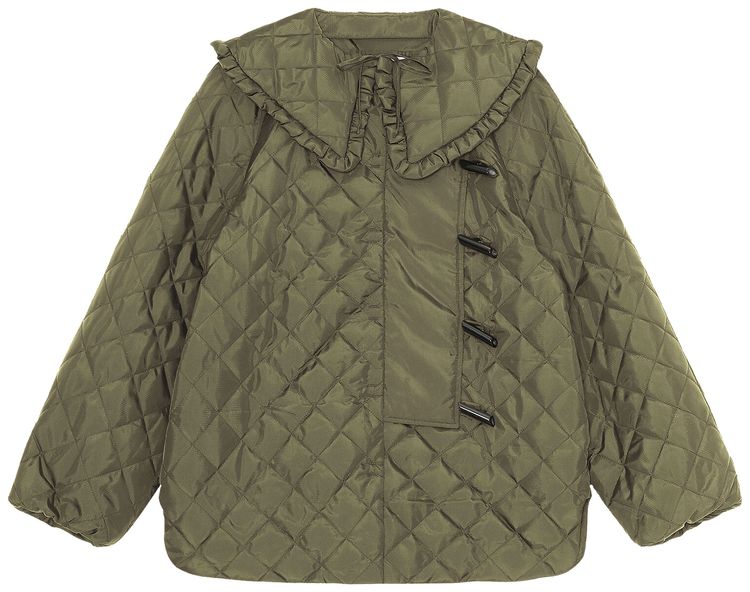 GANNI Recycled Ripstop Quilt Coat Green