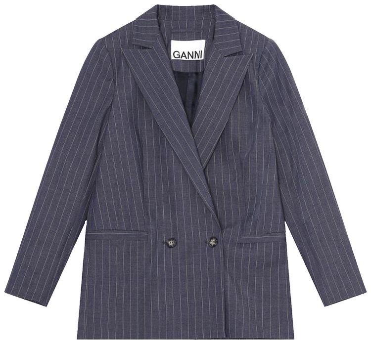 GANNI Stretch Stripe Blazer Blue