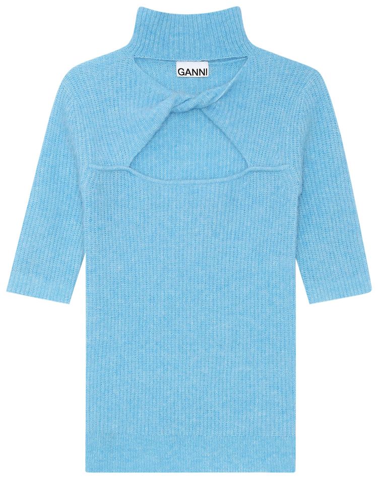 GANNI Soft Wool Knit Top Blue