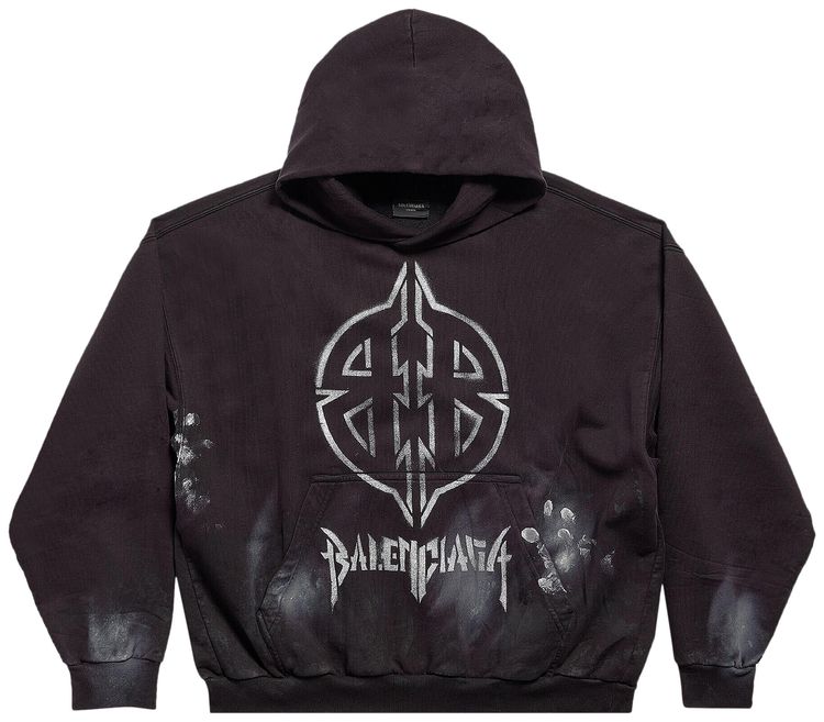 Balenciaga Medium Fit Hoodie Washed BlackWhite