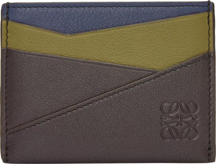 Loewe Puzzle Plain Cardholder OliveAbyss BlueDark Brown