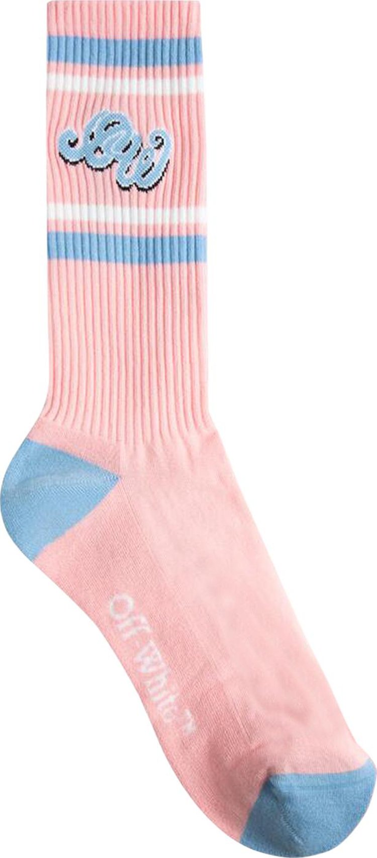 Off White Mid Calf Knit Socks Sea Pink