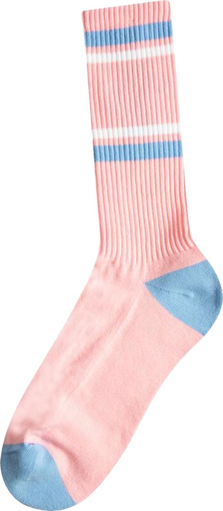 Off White Mid Calf Knit Socks Sea Pink