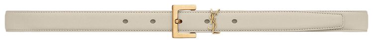 Saint Laurent Cassandre Thin Belt With Square Buckle Crema Soft