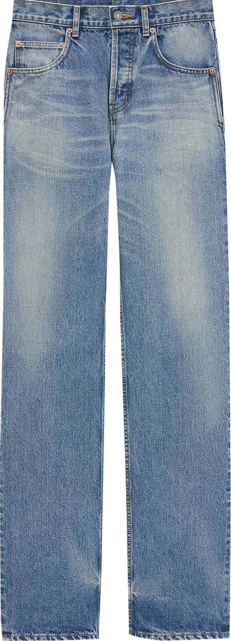 Saint Laurent Mid Straight Baggy Jeans Benjamin Blue