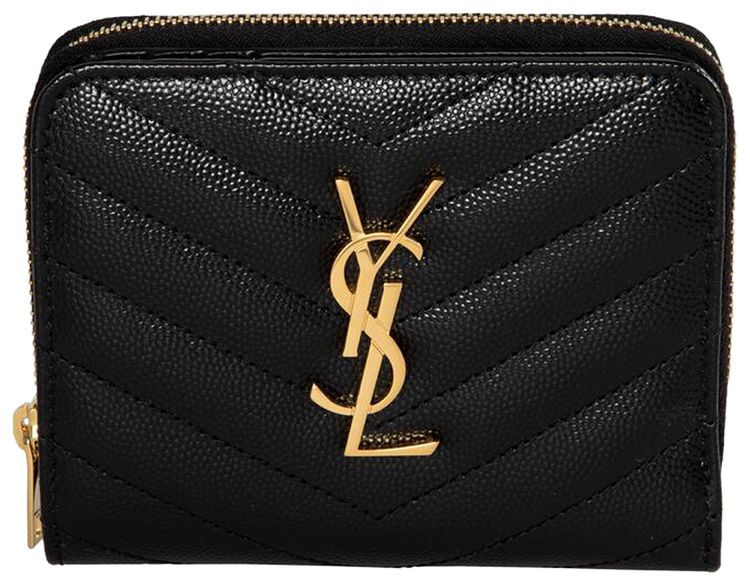 Saint Laurent Compact Zip Around Wallet Black