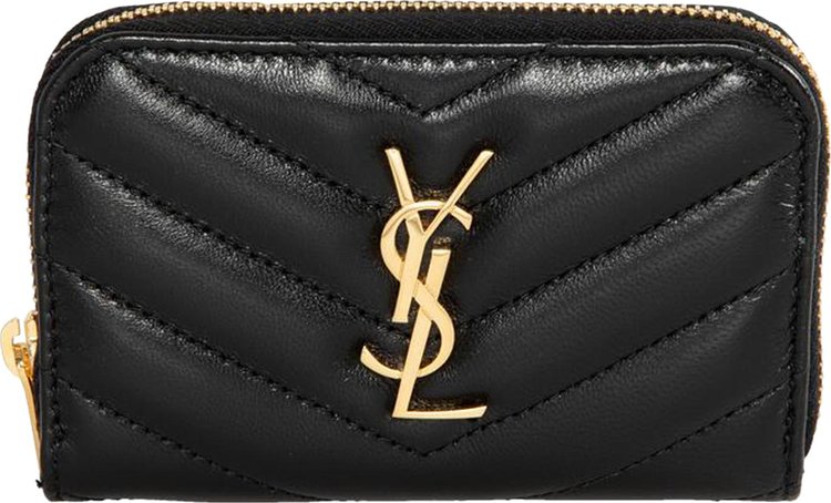 Saint Laurent Cassandre Matelasse Coin Card Wallet Black