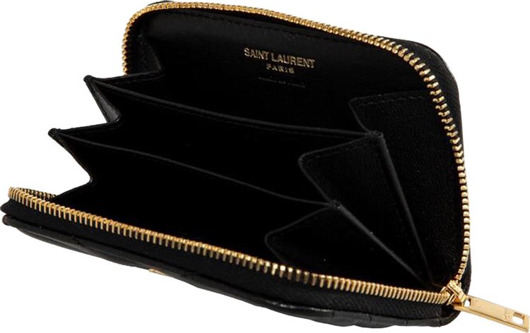 Saint Laurent Cassandre Matelasse Coin Card Wallet Black