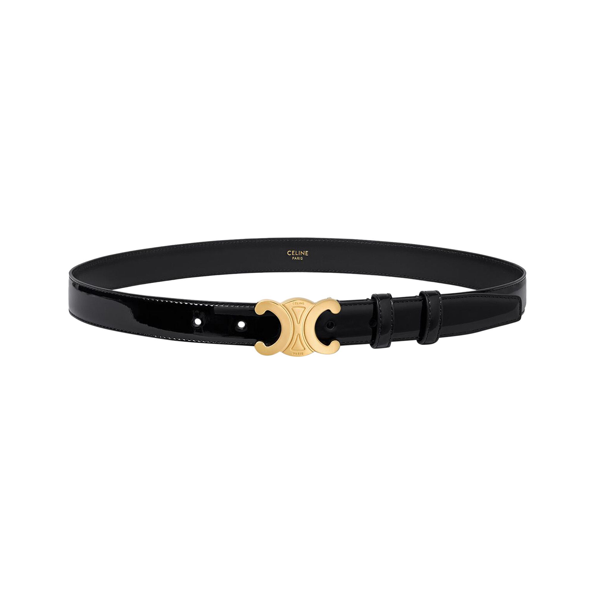 【CELINE】TRIOMPHE BELT●45AKA3A0138SI MEDIUM 25MM TRIOMPHE BELT IN TAURILLON LEATHER - BLACK