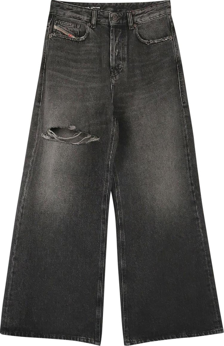 Diesel 1996 D Sire Mid Rise Wide Leg Jeans Black