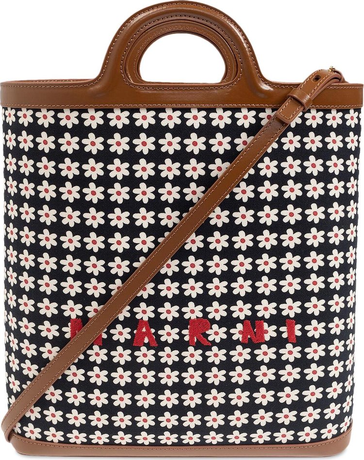 Marni Calfskin Prisma Shopping Bag RedWhiteBlack