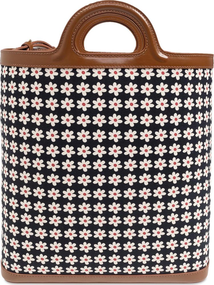 Marni Calfskin Prisma Shopping Bag RedWhiteBlack