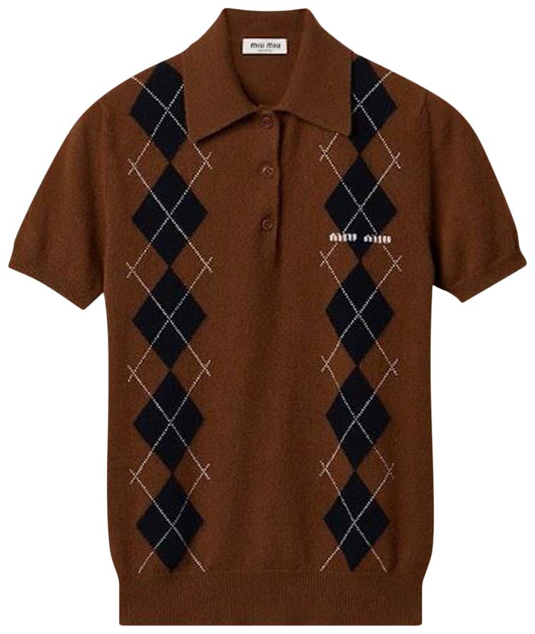Miu Miu Cashmere Polo Shirt Tobacco