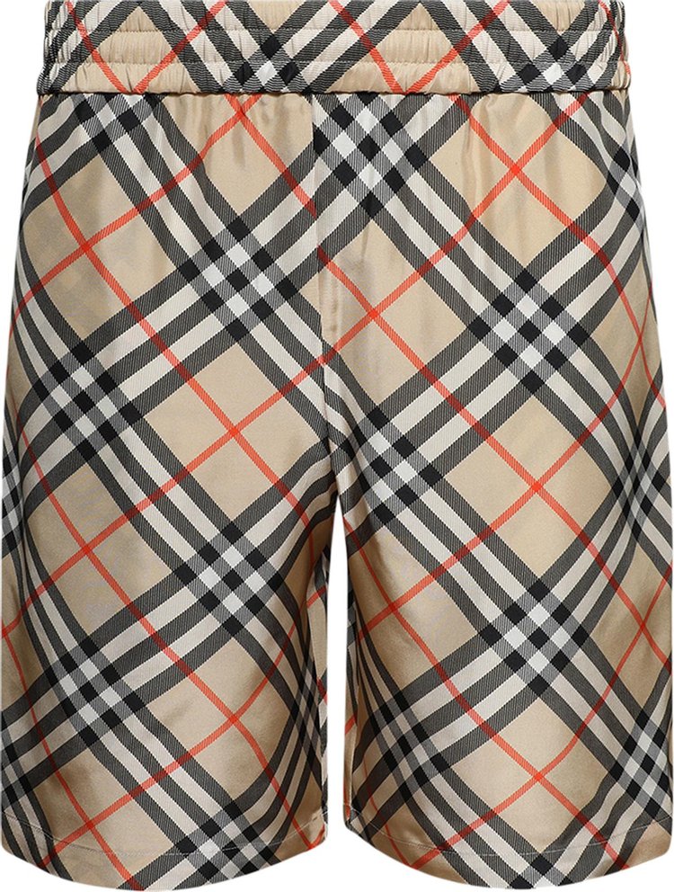 Burberry Vintage Check Silk Shorts Sand