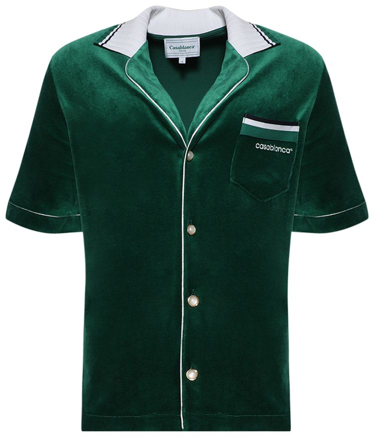 Casablanca Short Sleeve Velour Shirt Evergreen