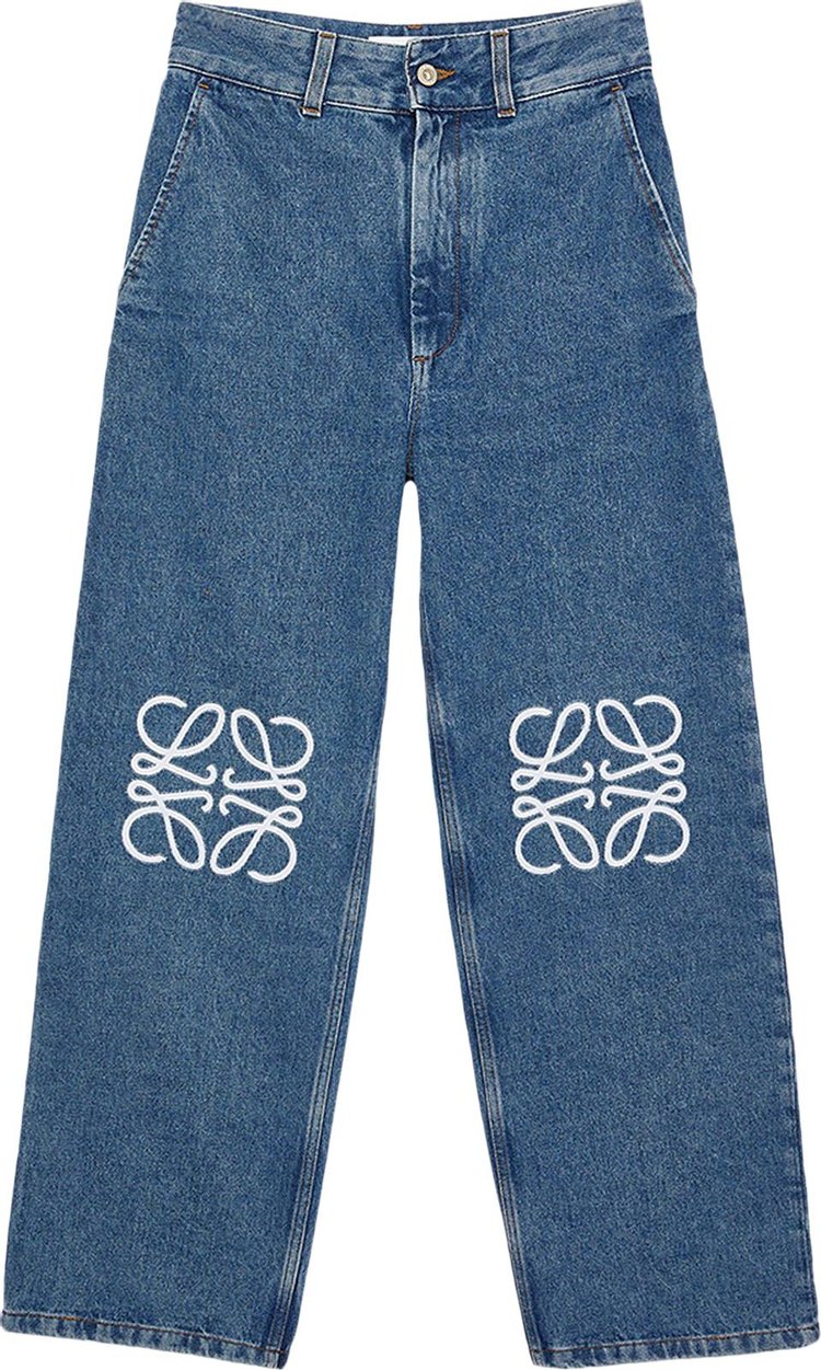 Loewe Anagram Baggy Jeans Mid Blue Denim