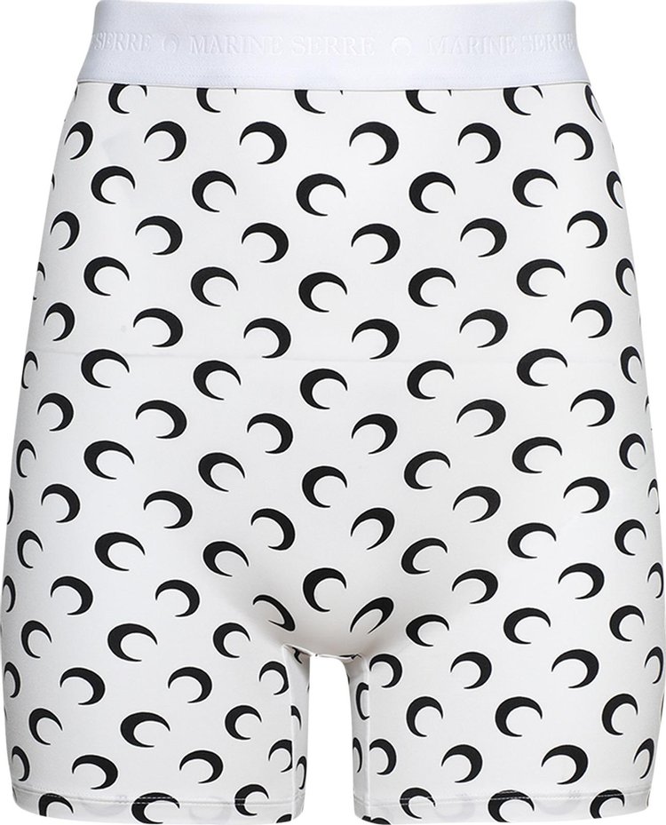 Marine Serre Moon Printed Jersey Mini Shorts Optical White