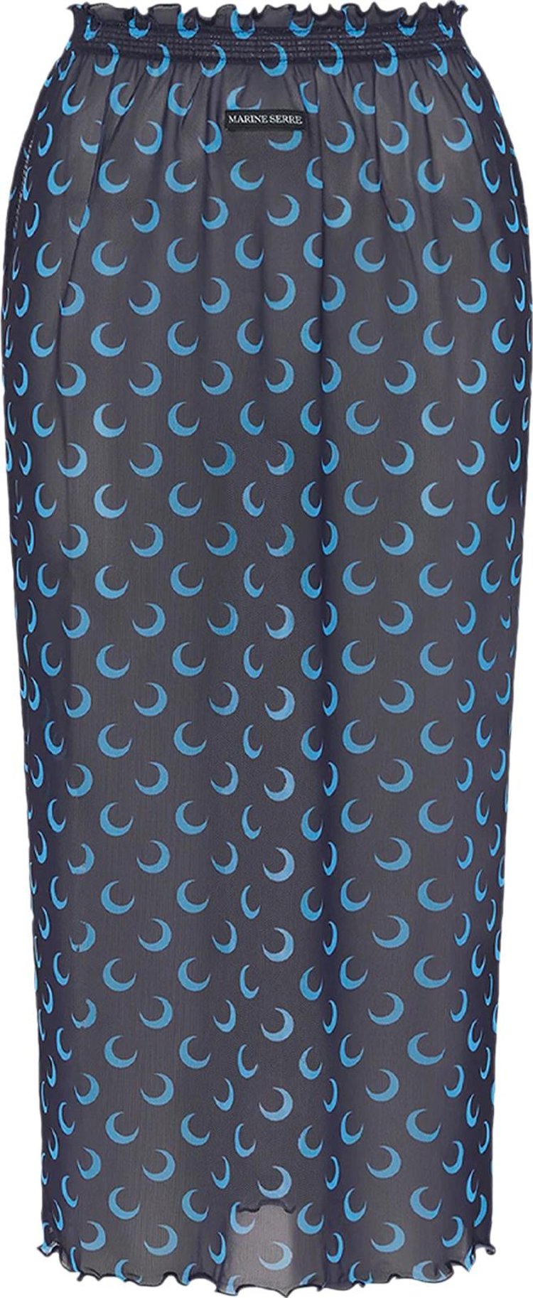 Marine Serre Moon Printed Mesh Midi Skirt Navy