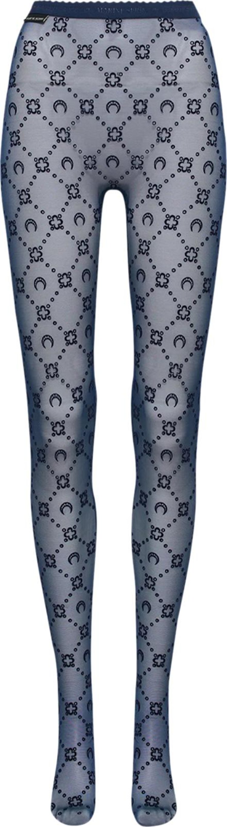 Marine Serre Moonogram Mesh Flock Tights Navy