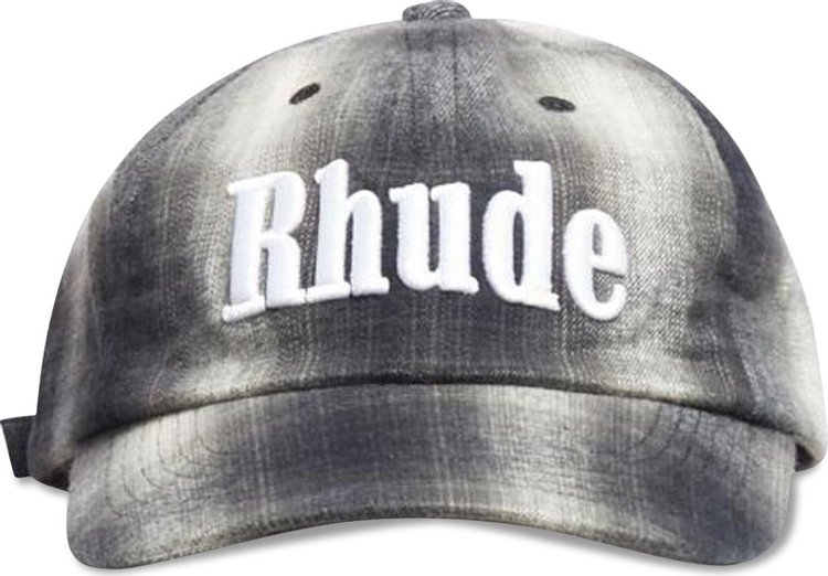 Rhude Logo Flannel 6 Panel Hat BlackGrey