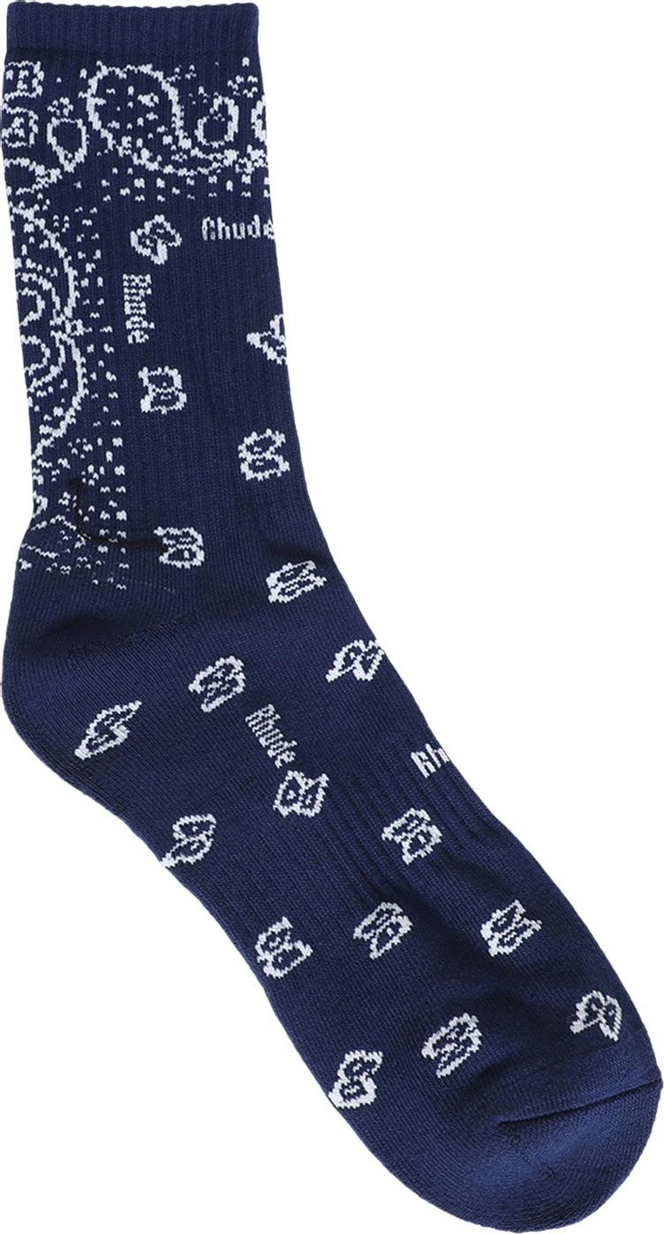 Rhude Bandana Jacquard Sock NavyWhite