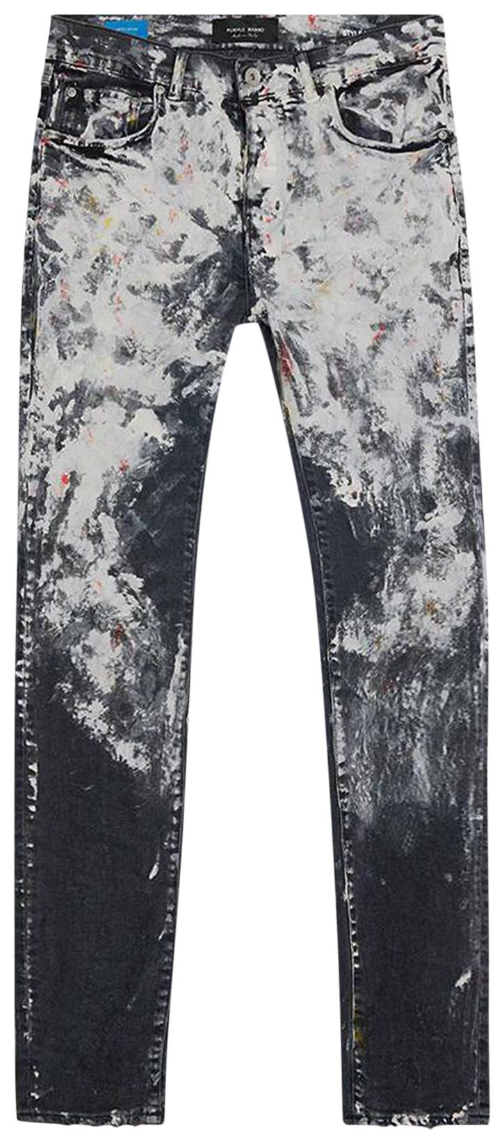 PURPLE BRAND Low Rise Slim Leg Heavy Paint Over Jean Black