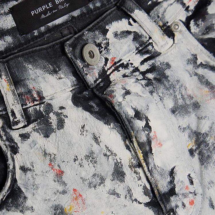 PURPLE BRAND Low Rise Slim Leg Heavy Paint Over Jean Black