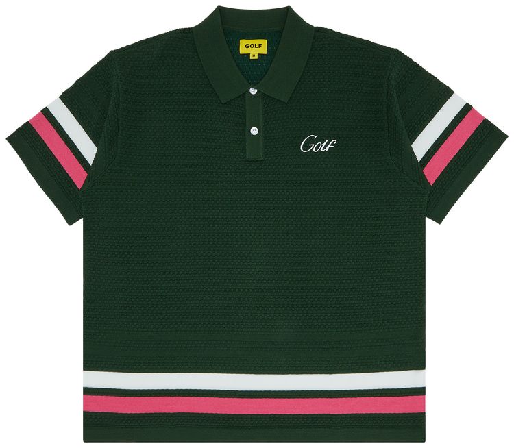 GOLF WANG Caddy Striped Polo GreenBlackRed