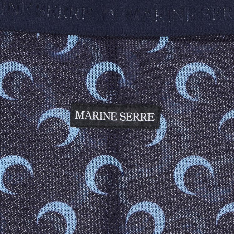 Marine Serre Moon Printed Mesh Tights Navy