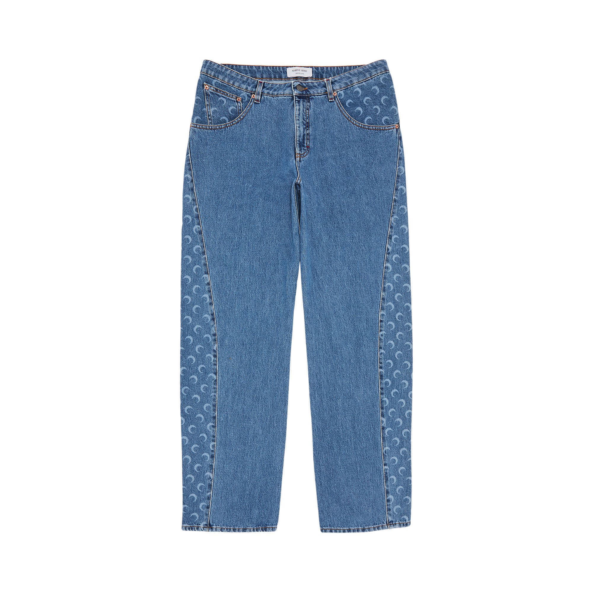 ★MUCENT★ WAVE DENIM P00000HR Buy Marine Serre Moon Laser Denim Curved Jeans 'Light Blue