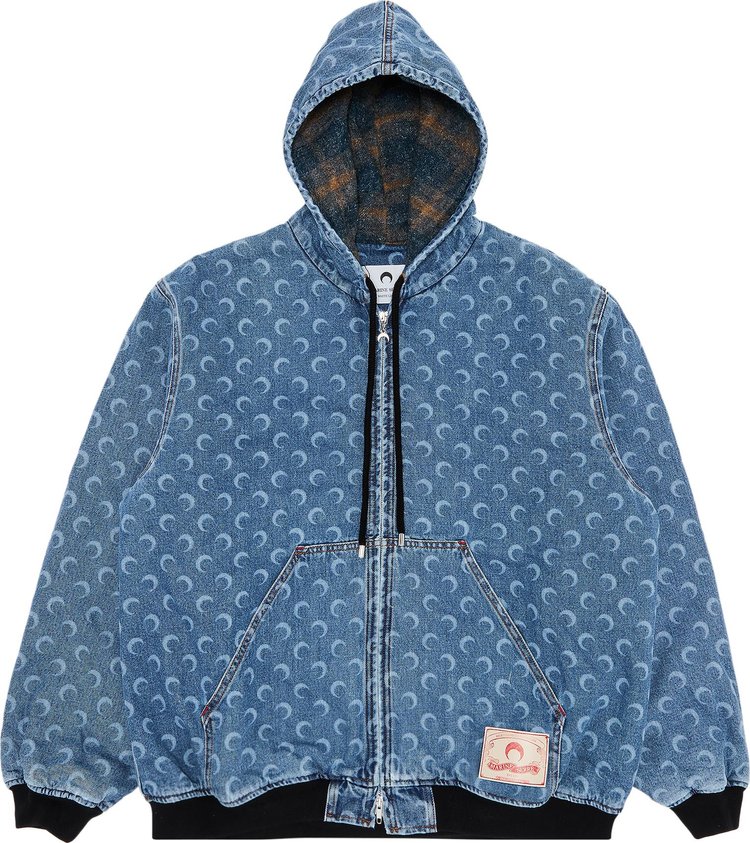 Marine Serre Moon Laser Denim Padded Jacket Light Blue