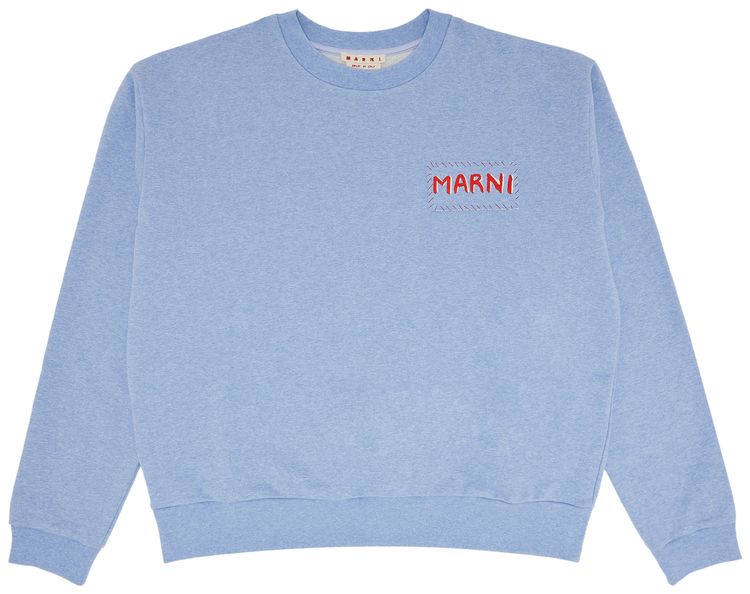 Marni Dripping Flower Loopback Jersey Sweatshirt Light Blue