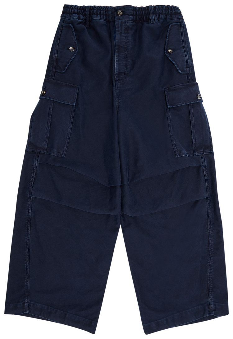 Marni Garment Dyed Compact Moleskine Satin Trousers Light Navy