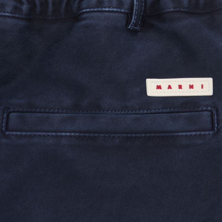 Marni Garment Dyed Compact Moleskine Satin Trousers Light Navy