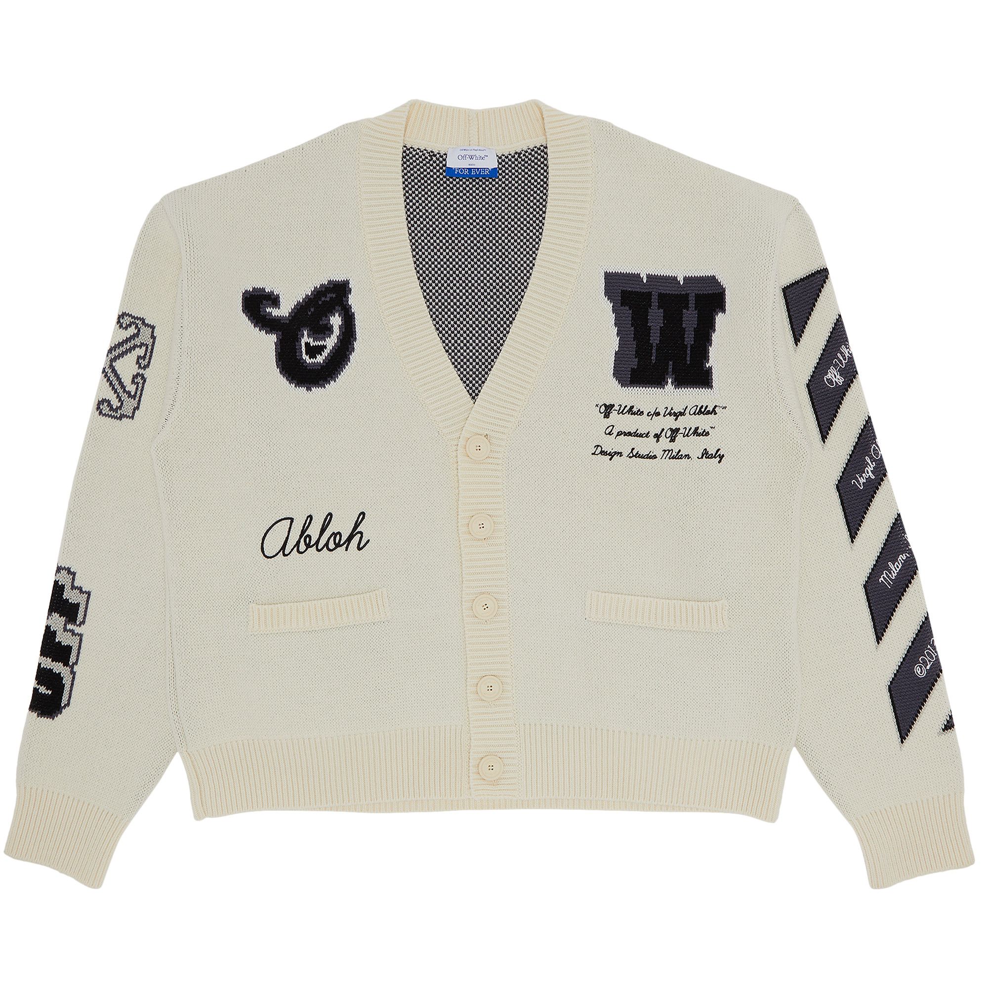 Size l Off-White Varsity Knit Cardigan 'Cream/Black'