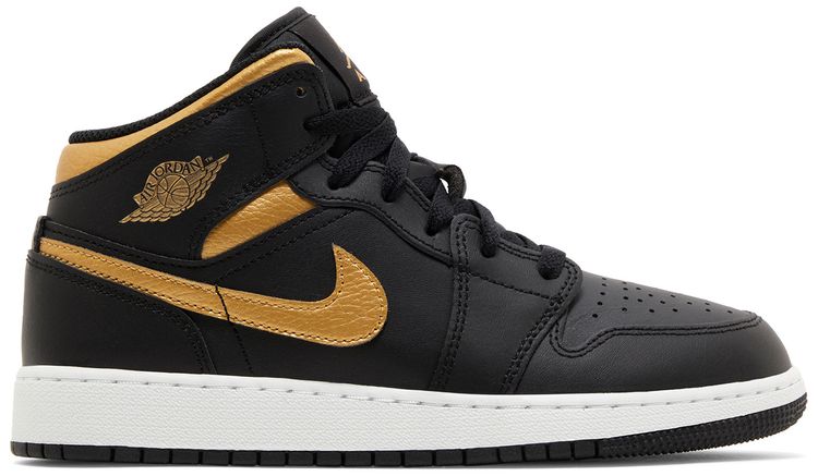 Air Jordan 1 Mid GS Black Metallic Gold