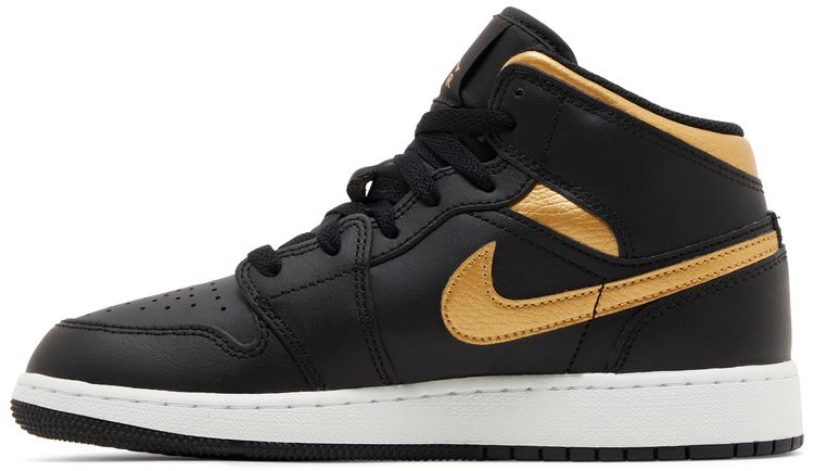 Air Jordan 1 Mid GS Black Metallic Gold