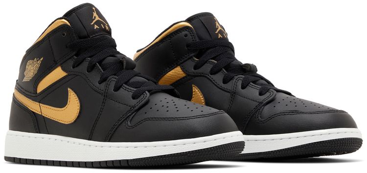 Air Jordan 1 Mid GS Black Metallic Gold