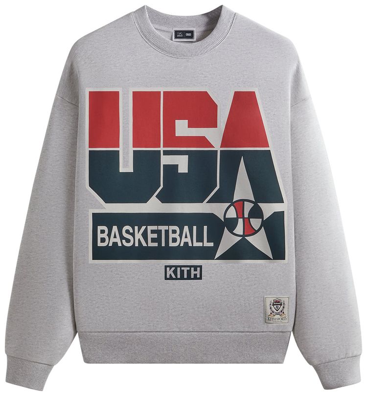 Kith For USA Basketball Legend Vintage Nelson Crewneck Light Heather Grey
