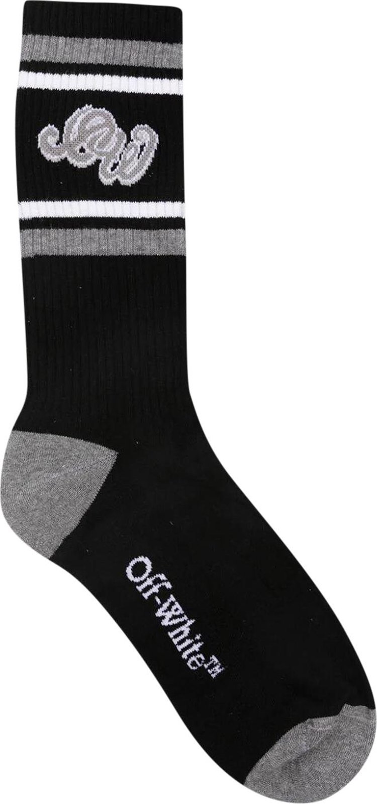 Off White Mid Calf Knit Socks BlackGrey