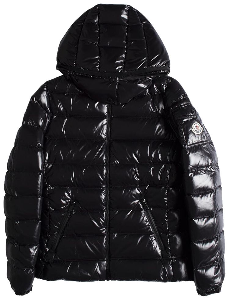 Moncler Bady Hooded Shiny Full Zip Jacket Black