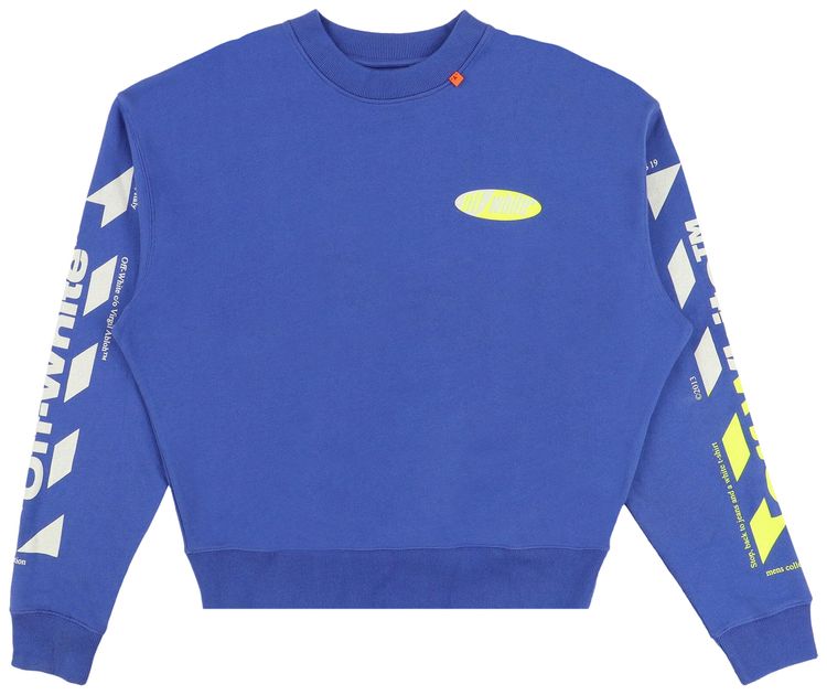 Off White Diag Split Logo Crewneck BlueYellow