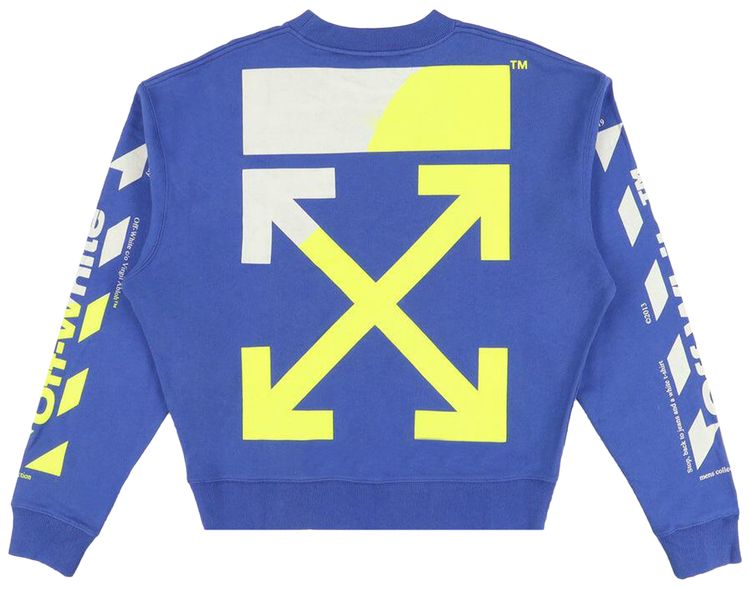 Off White Diag Split Logo Crewneck BlueYellow