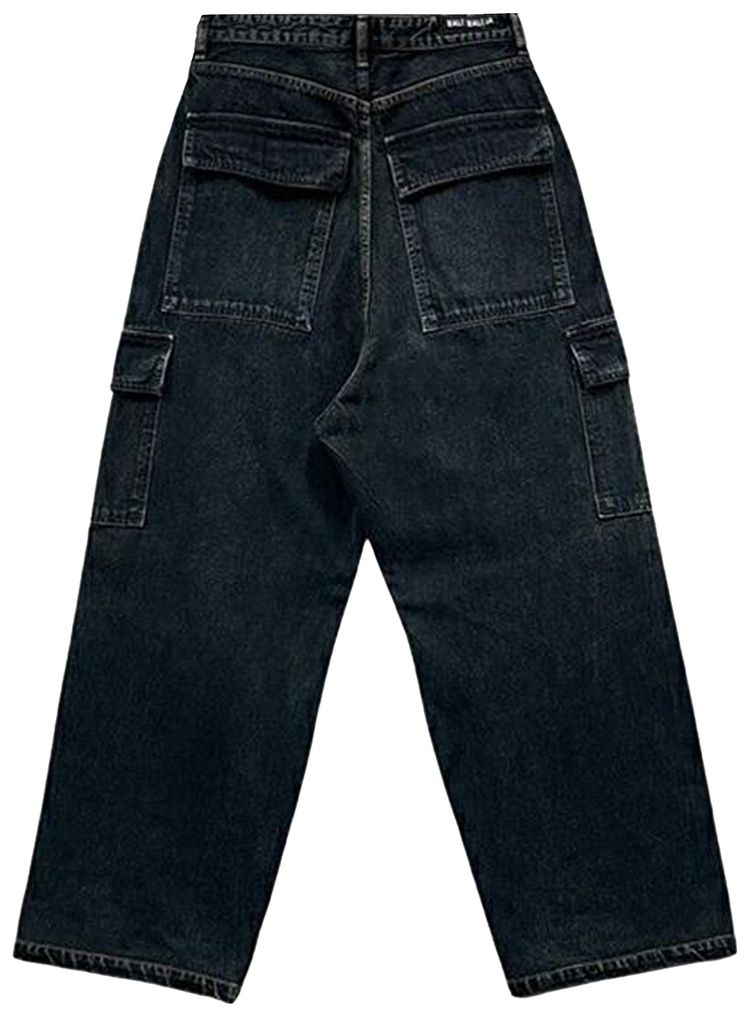 Balenciaga Wide Leg Cargo Jeans Black